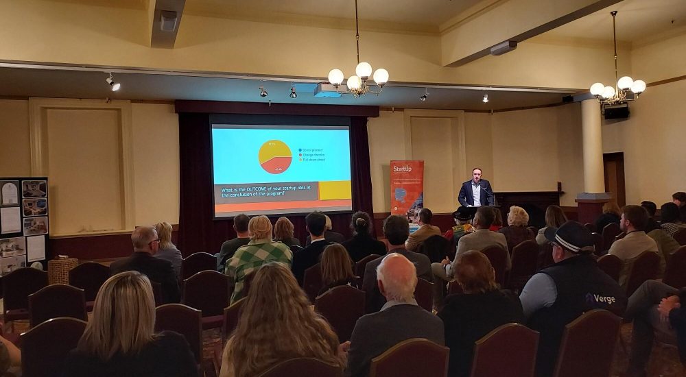 Consortium Chair Craig Hunter welcomes guests to the 2025 Startup Central Victoria Showcase.